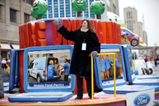 Elena Ford Rides Ford's Float in Detroit